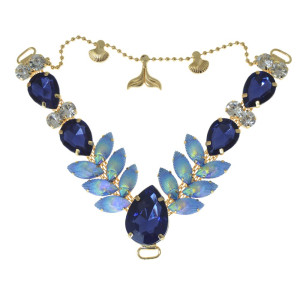 Cabedal Iara, Passante, Correntinha Rabo de Sereia, Marinho/Azul Celeste