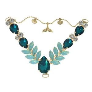 Cabedal Iara, Passante, Correntinha Rabo de Sereia, Verde/Tiffany