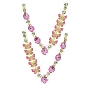 Cabedal Lily, Borboletas, Rebite, Rosa/Cristal