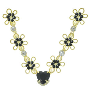 Cabedal Flora, Flores com Resina, Rebite, Preto