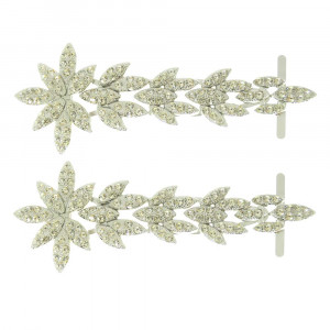 Cabedal Folhagem, Garra, Prata/Cristal