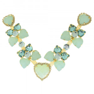 Cabedal Elisa, Banhado, Rebite, Menta/Azul Tiffany