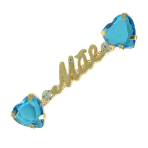 Cabedal Mãe, Coração, Banhado, Rebite, Azul Tiffany