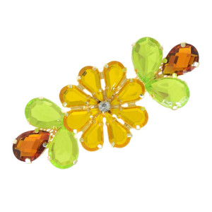 Cabedal Cris, Banhado, Rebite, Amarelo/Verde