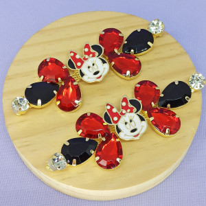 Cabedal Minnie, Banhado, Rebite, Vermelho e Preto