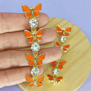 Cabedal Alícia, Banhado, Rebite, Borboletas, Laranja