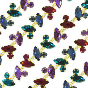 Cabedal em Metro, Banhado, Diversão, Marinho/Turquesa/Roxo/Rosa