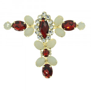 Cabedal Tamara, Banhado, Rebite, Vermelho/Branco Opal