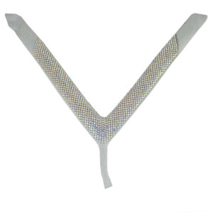 Cabedal Paulina, Tecido com Strass, Formato em V, Pronto para Aplicação em Solas, Branco/Furtacor