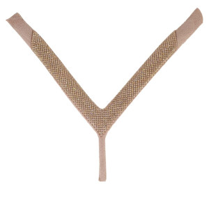 Cabedal Paulina, Tecido com Strass, Formato em V, Pronto para Aplicação em Solas, Rosê/Rose Gold