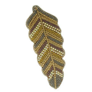 Cabedal Lígia, Tecido, Folha, Marrom/Dourado