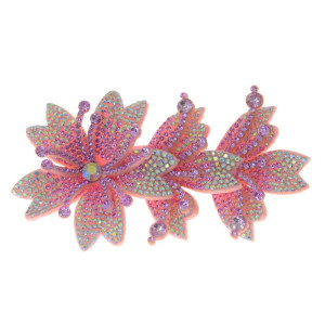 Cabedal Miriam, Três Flores com Strass, Tecido, Rosa Claro/Furtacor