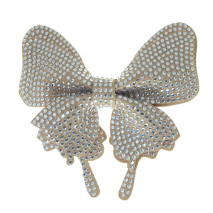 Cabedal Fabi, Laço com Strass, Tecido, Bege/Cristal