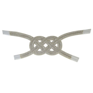 Cabedal Karina, Tecido com Strass, Pronto para Aplicação em Solas, Branco/Cristal