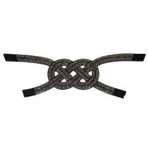 Cabedal Karina, Tecido com Strass, Pronto para Aplicação em Solas, Preto/Grafite