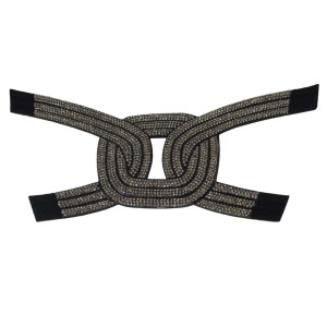 Cabedal Thalita, Tecido com Strass, Pronto para Aplicação em Solas, Preto/Grafite