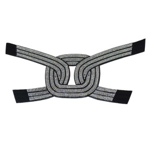 Cabedal Thalita, Tecido com Strass, Pronto para Aplicação em Solas, Preto/Cristal