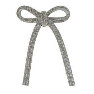 Cabedal Laço Meia Cana 10mm, Tecido, Branco/Cristal