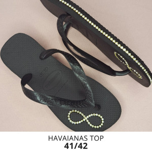 Sandálias Havaianas Top, 41/42, Frisado para Fio de Strass