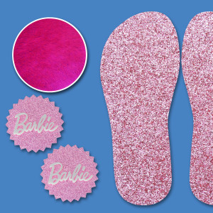 Aplique de Acrílico Barbie e Pelúcia