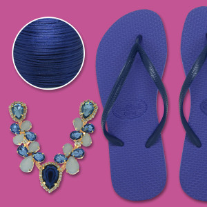 Cabedal Melissa Banhado e Chinelo Azul Ametista