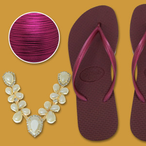 Cabedal Melissa Banhado e Chinelo Bordô