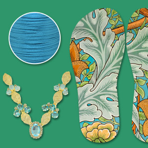 Lonita Floral e Cabedal Pietra Azul Tiffany