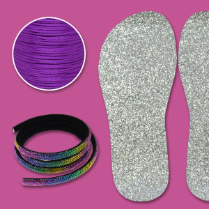 Lonita Glitter Prata e Tubo de Strass Colorido