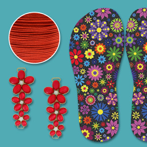 Lonita Floral com Cabedal Primavera Vermelho