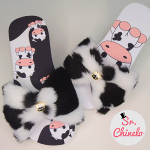 Pantufa Slide Laço Vaquinha