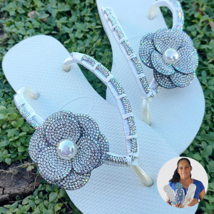 Chinelo Personalizado Cabedal Camélia - Danielli Ferreira 