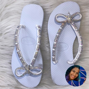 Chinelo Com Laço Tubo de Strass - Amanda Duarte