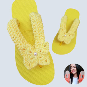 Chinelo Borboleta Crochê - Tatiana Saturnino