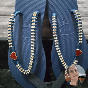 Havaianas Slim com Piercing de Rebite Coração - Keila Rezende