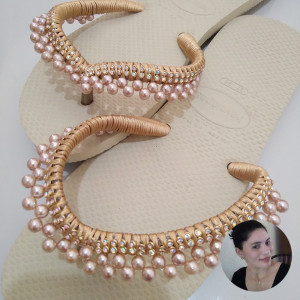 Chinelo Customizado Trama Rose Gold - Gleiciane Oliveira