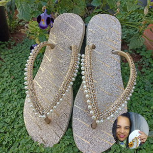 Chinelo Customizado Rose Gold - Tatiane Ferraz