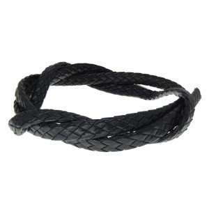 Tira de Couro Trançado, 09mm, Preto
