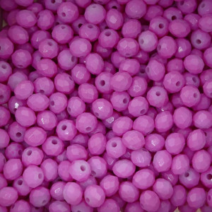 Cristal de Vidro, Rondel, 06mm, Rosa