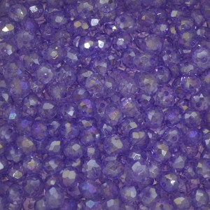 Cristal de Vidro, Rondel, 06mm, Lilás Transparente Furtacor