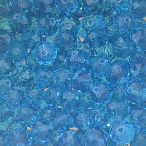 Cristal de Vidro, Rondel, 10mm, Azul Água Transparente