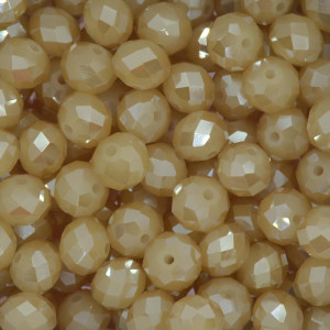 Cristal de Vidro, Rondel, 10mm, Doce de Leite