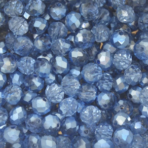 Cristal de Vidro, 08mm, Mesclado Metalizado/Transparente Azul Acinzentado