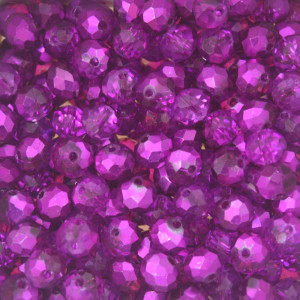 Cristal de Vidro, 08mm, Mesclado Metalizado/Transparente Pink