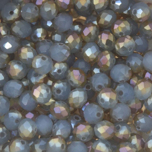 Cristal de Vidro, 08mm, Mesclado Perolado Azul Acinzentado