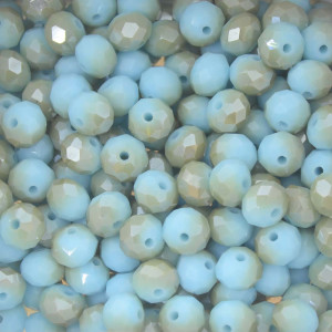 Cristal de Vidro, 08mm, Mesclado Perolado Azul Claro