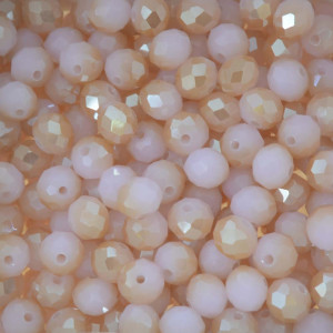 Cristal de Vidro, 08mm, Mesclado Perolado Rosa Claro