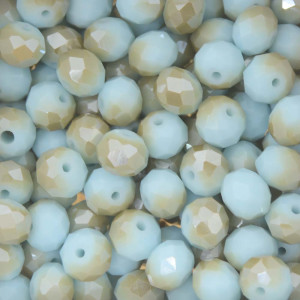 Cristal de Vidro, 10mm, Mesclado Perolado Azul Claro