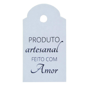 Tag Produto Artesanal feito com Amor, 6.5cm x 4cm, Branco