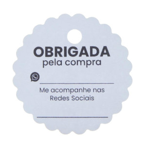Tag Obrigada pela Compra, 5cm, Branco