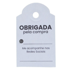 Tag Obrigada pela Compra, 6.5cm x 4cm, Branco